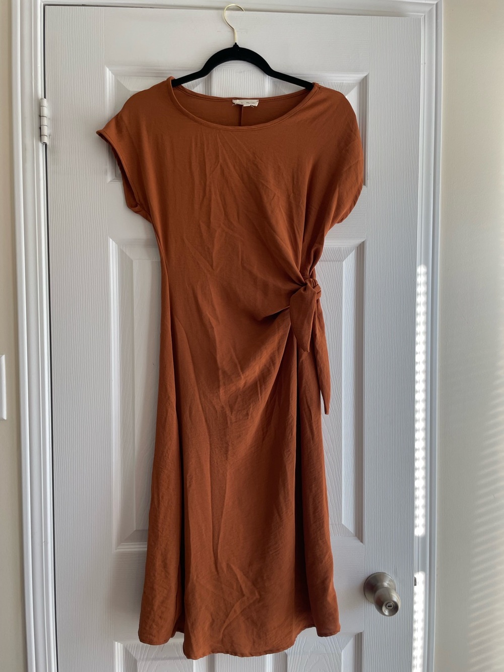 See You Monday Rust Tie-Detail Midi Dress